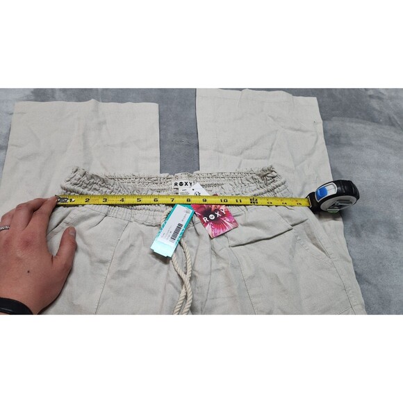 Roxy Women's Size Medium Beige Drawstring Linen Blend Pants NWT - Picture 6 of 11